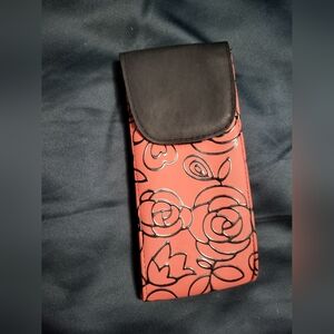 Floral Protective Pouch Case – Pink with Black Trim